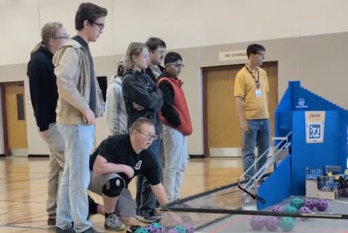 Robot 4650 staged by the goal